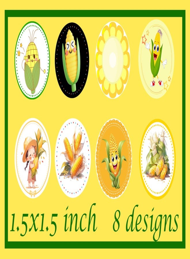 ATSMOICY 500 PCS Corn Labels Roll Stickers - Fruits Vegetables Yellow Birthday Party Supplies Decorations Favors Dessert Chocolate Candy School Prizes Stickers - Image 2
